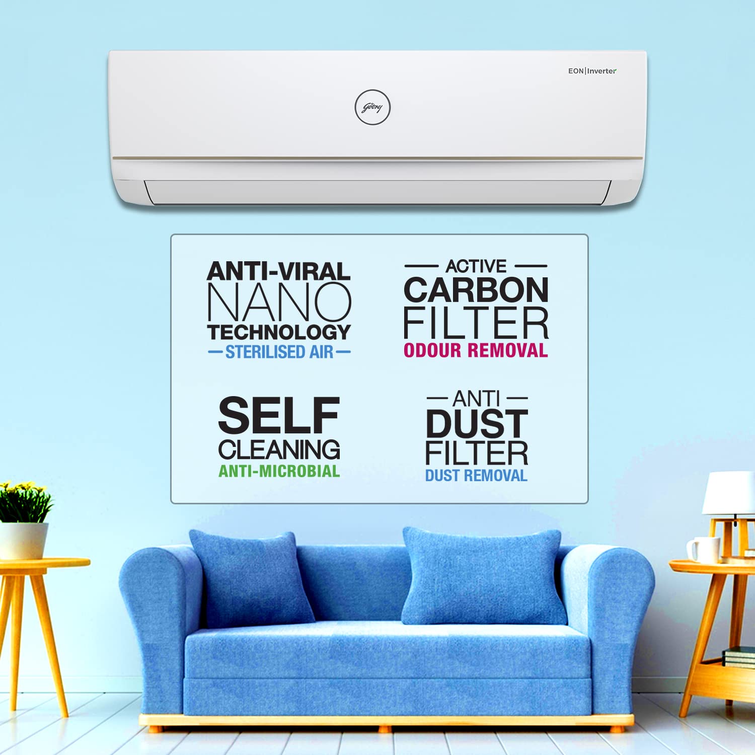 Godrej 1.5 Ton 5 Star Inverter Split AC (Copper, 2022 model, 5-in-1 convertible, Nano-Coated anti-viral filter AC 1.5T GIC 18TTC5-GVA, White) Godrej 1.5 Ton 5 Star Inverter Split AC (Copper, 2022 model, 5-in-1 convertible, Nano-Coated anti-viral filter AC 1.5T GIC 18TTC5-GVA, White)